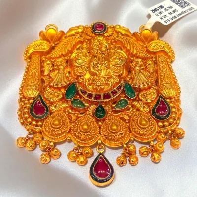 BEAUTIFUL 22CT 916 HUID HALLMARK GOLD MANGALSUTRA PENDANT IN TEMPLE ART | ZMSS198