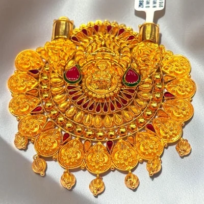 LOVELY 22CT 916 HUID HALLMARK GOLD MANGALSUTRA PENDANT IN TEMPLE ART | ZMS173