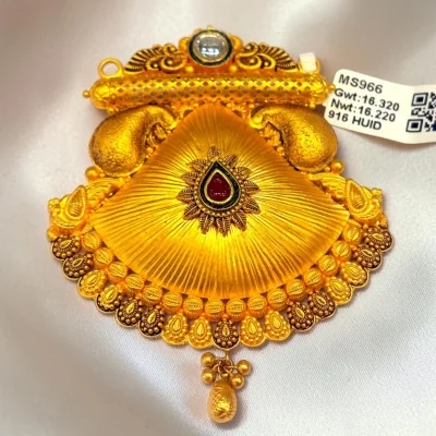 BEAUTIFUL 22CT 916 HUID HALLMARK GOLD ANTIQUE FINISH MANGALSUTRA PENDANT | MS966