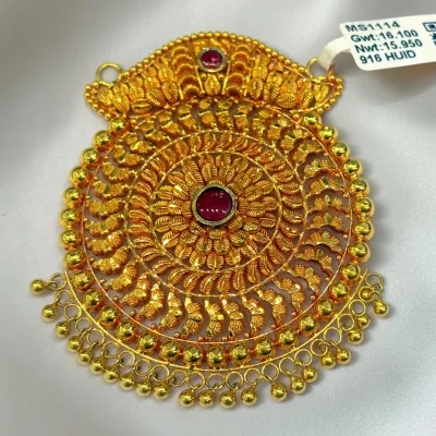 BEAUTIFUL 22CT 916 HUID HALLMARK GOLD ANTIQUE MANGALSUTRA PENDANT | MS1114