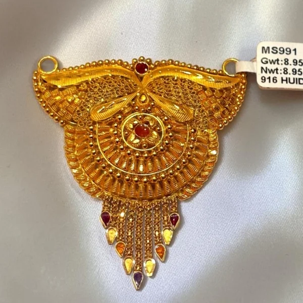 22CT 916 HUID HALLMARK GOLD MANGALSUTRA PENDANTMBODIED WITH CLASSIC ANTIQUE FINISHES, SACRED TRADITION | MS991