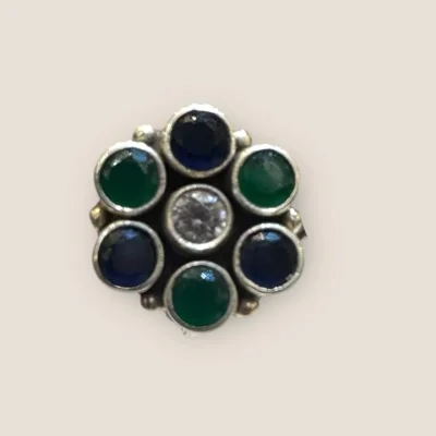 925 Sterling Silver Earrings with Blue Green & White Stones | STP3 925 Sterling Silver Earrings with Blue Green & White Stones | STP3