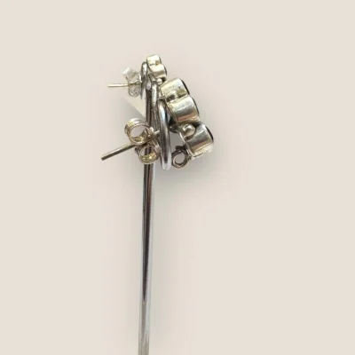 925 Sterling Silver Earrings with Blue Green & White Stones | STP3 925 Sterling Silver Earrings with Blue Green & White Stones | STP3