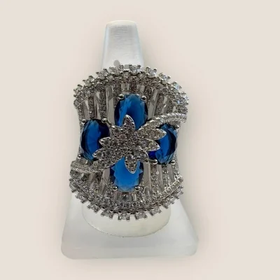 925 Sterling Silver Blue Stone Cocktail Ring | SLR609