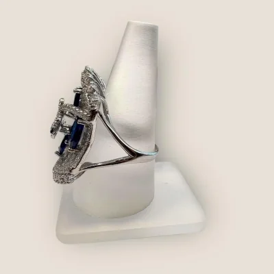 925 Sterling Silver Blue Stone Cocktail Ring | SLR609 925 Sterling Silver Blue Stone Cocktail Ring | SLR609