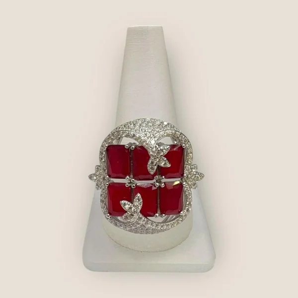 BEAUTIFUL STERLING SILVER RING WITH RED STONE | SLR574