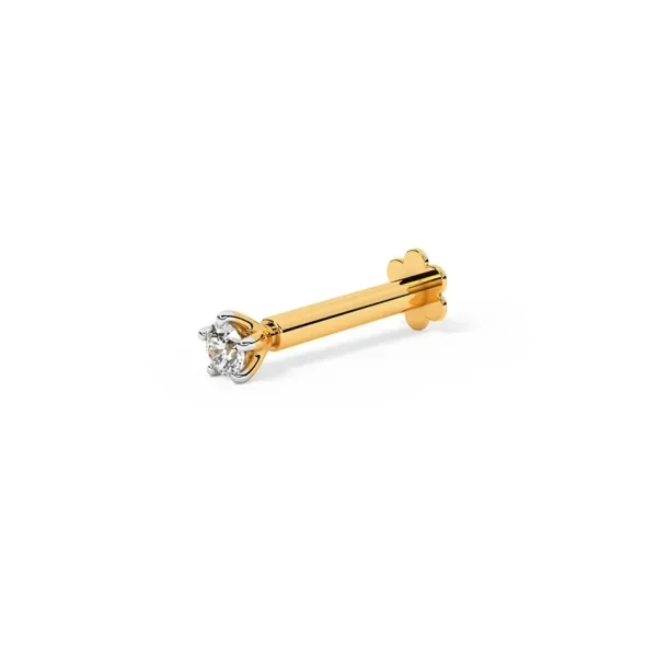 Diamond Nosepin in 14K Yellow Gold – Lightweight, Elegant & Certified | .05ct Solitaire