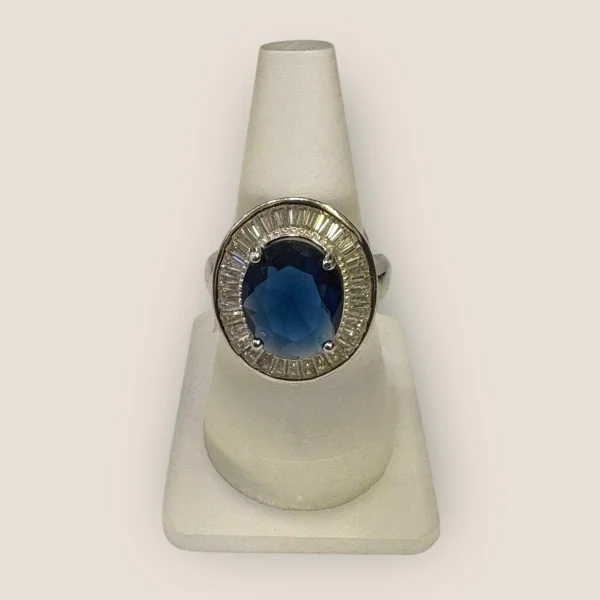 BEAUTIFUL STERLING SILVER LADIES RING WITH BLUE STONES | SLR573