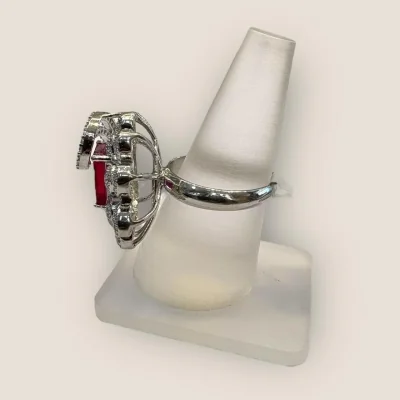 BEAUTIFUL STERLING SILVER LADIES COKTAIL RING WITH PINK STONE & ZIRCONS | SLR280 BEAUTIFUL STERLING SILVER LADIES COKTAIL RING WITH PINK STONE & ZIRCONS | SLR280