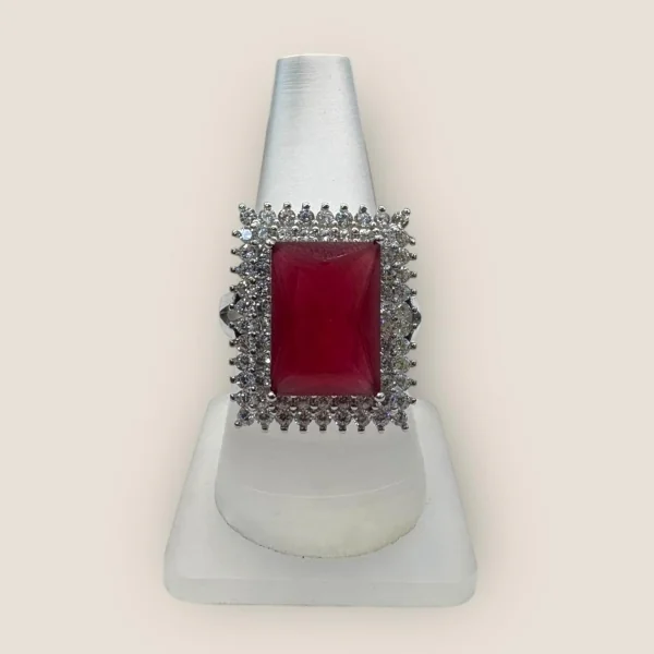 BEAUTIFUL STERLING SILVER LADIES RING WITH RED STONE | SLR572
