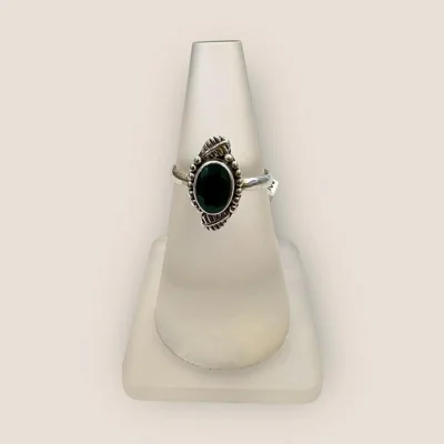 925 Sterling Silver Ring with Green Stone | Girl's Silver Ring | SLR600 925 Sterling Silver Ring with Green Stone | Girl's Silver Ring | SLR600