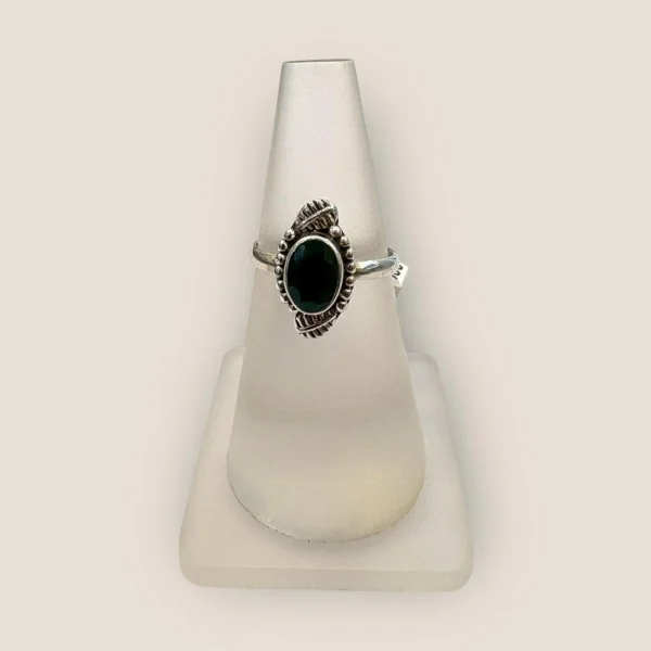BEAUTIFUL STERLING SILVER GIRLISH RING WITH GREEN STONE | SLR600