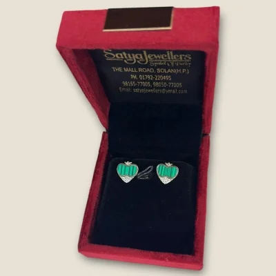 BEAUTIFUL STERLING SILVER GIRLISH PENDENT SET IN GREEN COLOUR WITH ZIRCONS | SPS63 BEAUTIFUL STERLING SILVER GIRLISH PENDENT SET IN GREEN COLOUR WITH ZIRCONS | SPS63