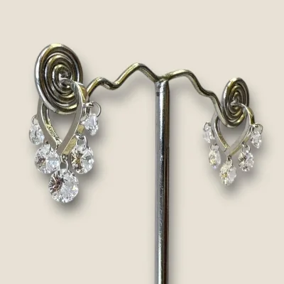 BEAUTIFUL STERLING SILVER GIRLISH EARINGS WITH ZIRCONS | SBLI70 BEAUTIFUL STERLING SILVER GIRLISH EARINGS WITH ZIRCONS | SBLI70