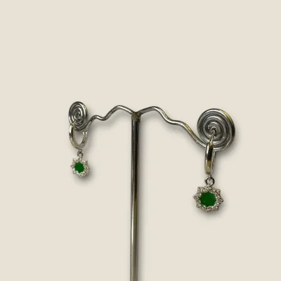 BEAUTIFUL STERLING SILVER GIRLISH EARINGS IN GREEN COLOUR | STP36 BEAUTIFUL STERLING SILVER GIRLISH EARINGS IN GREEN COLOUR | STP36