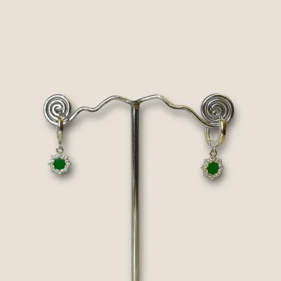 BEAUTIFUL STERLING SILVER GIRLISH EARINGS IN GREEN COLOUR | STP36 BEAUTIFUL STERLING SILVER GIRLISH EARINGS IN GREEN COLOUR | STP36