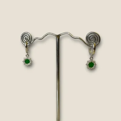 BEAUTIFUL STERLING SILVER GIRLISH EARINGS IN GREEN COLOUR | STP36