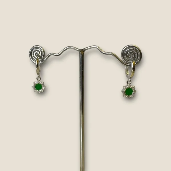 BEAUTIFUL STERLING SILVER GIRLISH EARINGS IN GREEN COLOUR | STP36