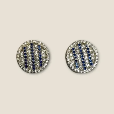 BEAUTIFUL STERLING GRILISH EARINGS WITH WHITE & BLUE ZIRCONS | STP31 BEAUTIFUL STERLING GRILISH EARINGS WITH WHITE & BLUE ZIRCONS | STP31