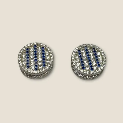 BEAUTIFUL STERLING GRILISH EARINGS WITH WHITE & BLUE ZIRCONS | STP31