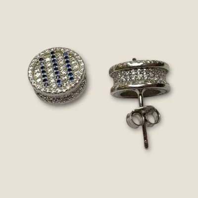 BEAUTIFUL STERLING GRILISH EARINGS WITH WHITE & BLUE ZIRCONS | STP31