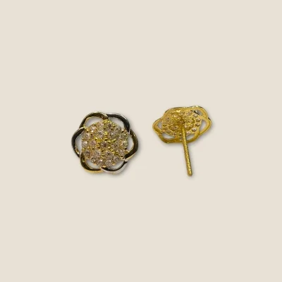 18K Gold Flower Design Female Studs | 1.320 GM | Screw Closure - FS6