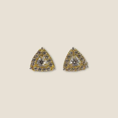 18K Gold Triangle Stud Earrings with Zircons | FS74 - 1.390 GM 18K Gold Triangle Stud Earrings with Zircons | FS74 - 1.390 GM
