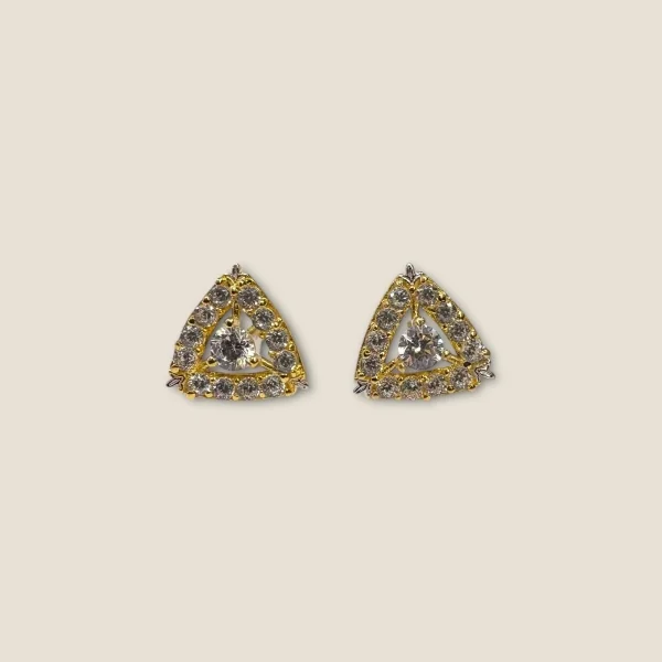 BEAUTIFUL GOLD FEMALE STUDES IN TRIANGLE SHAPE & WITH ZIRCONS | FS74