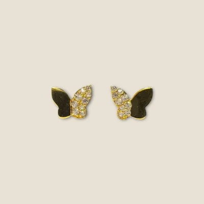 18K Gold Butterfly Design Female Studs | 22K Gold WT: 1.000 GM | FS9