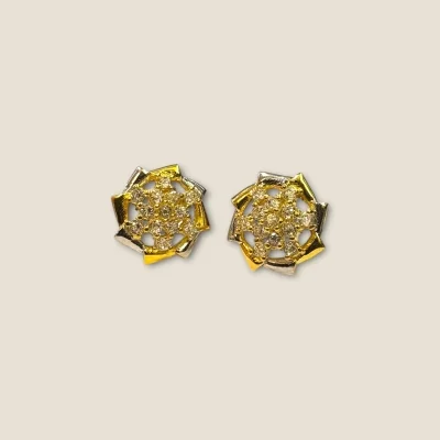18K Gold Female Stud Earrings with Zircons | 1.460 GM | Screw Type 18K Gold Female Stud Earrings with Zircons | 1.460 GM | Screw Type