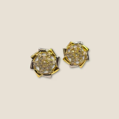 18K Gold Female Stud Earrings with Zircons | 1.460 GM | Screw Type 18K Gold Female Stud Earrings with Zircons | 1.460 GM | Screw Type