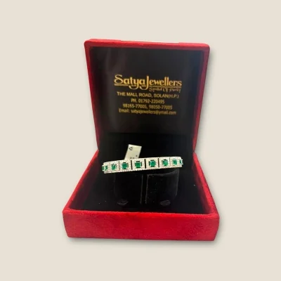 925 Sterling Silver Green Stone Bangle | SK116 - 21.340g Silver Bangles