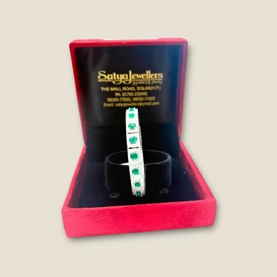 925 Sterling Silver Green Stone Bangle | SK116 - 21.340g Silver Bangles