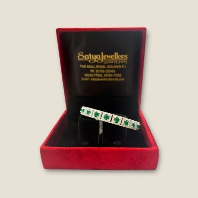 925 Sterling Silver Green Stone Bangle | SK116 - 21.340g Silver Bangles