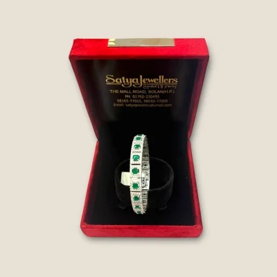 925 Sterling Silver Green Stone Bangle | SK116 - 21.340g Silver Bangles