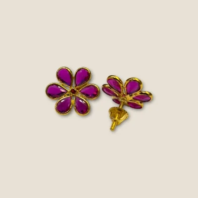 BEAUTIFUL GOLD EARINGS WITH PINK STONES | STJ6 BEAUTIFUL GOLD EARINGS WITH PINK STONES | STJ6