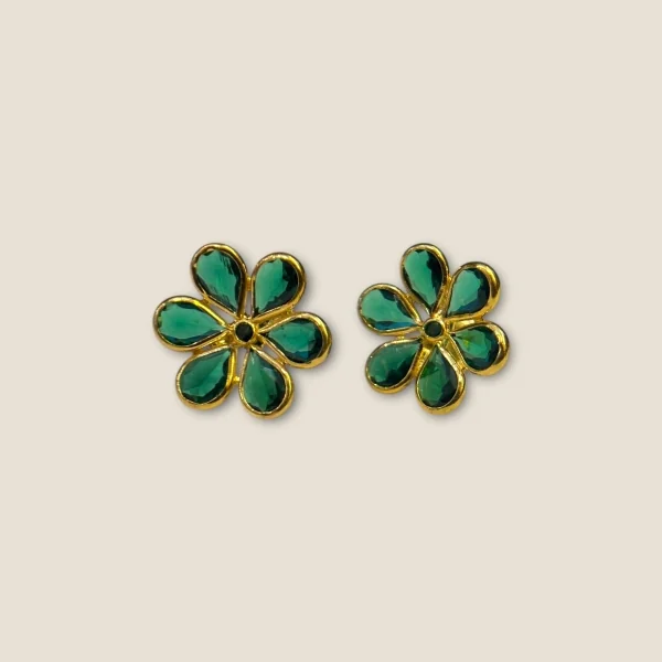 BEAUTIFUL GOLD EARING WITH GREEN STONES | STJ7