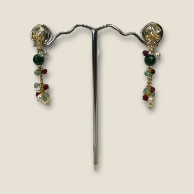 BEAUTIFUL GOLD EARINGS WITH MULTI COLOUR STONES | STJ8 BEAUTIFUL GOLD EARINGS WITH MULTI COLOUR STONES | STJ8