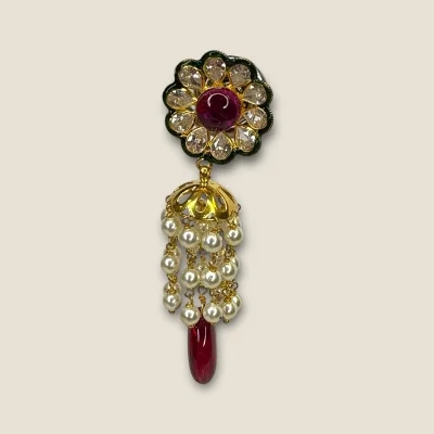 BEAUTIFUL GOLD EARING WITH RED OR WHITE STONES | STJ12 BEAUTIFUL GOLD EARING WITH RED OR WHITE STONES | STJ12