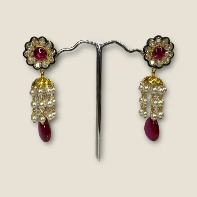 BEAUTIFUL GOLD EARING WITH RED OR WHITE STONES | STJ12 BEAUTIFUL GOLD EARING WITH RED OR WHITE STONES | STJ12