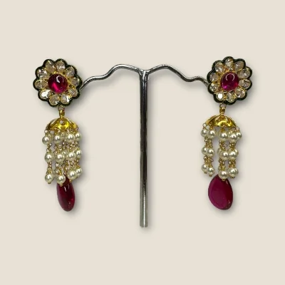 BEAUTIFUL GOLD EARING WITH RED OR WHITE STONES | STJ12 BEAUTIFUL GOLD EARING WITH RED OR WHITE STONES | STJ12