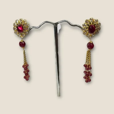 BEAUTIFUL GOLD EARINGS WITH WHITE OR RED STONES | STJ14 BEAUTIFUL GOLD EARINGS WITH WHITE OR RED STONES | STJ14