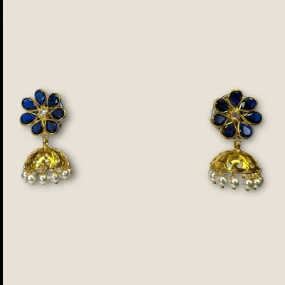BEAUTIFUL GOLD EARINGS WITH BLUE OR WHITE STONES | STJ11 BEAUTIFUL GOLD EARINGS WITH BLUE OR WHITE STONES | STJ11