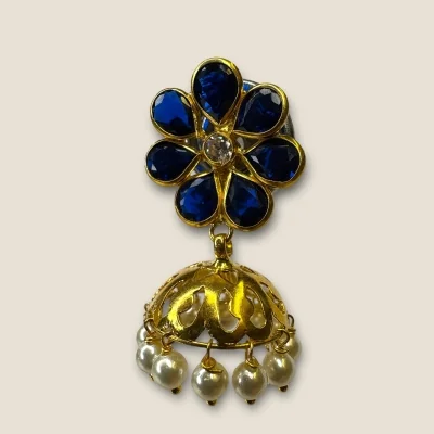 BEAUTIFUL GOLD EARINGS WITH BLUE OR WHITE STONES | STJ11 BEAUTIFUL GOLD EARINGS WITH BLUE OR WHITE STONES | STJ11