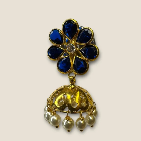 BEAUTIFUL GOLD EARINGS WITH BLUE OR WHITE STONES | STJ11