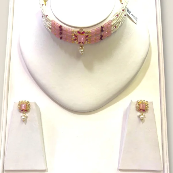 BEAUTIFUL GOLD PENDENT SET STUDDED WITH PEARLS AND RUBY WITH STONES | STJ19