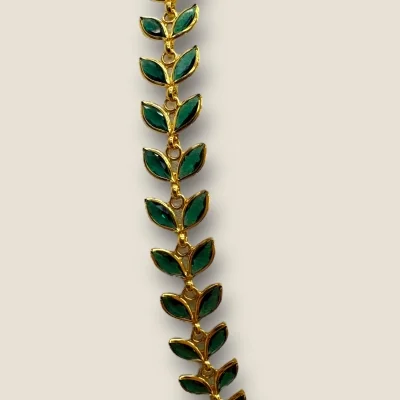 Green Stone Jewellery Set | 22K Gold | 1500 Stones | Khushi Collection