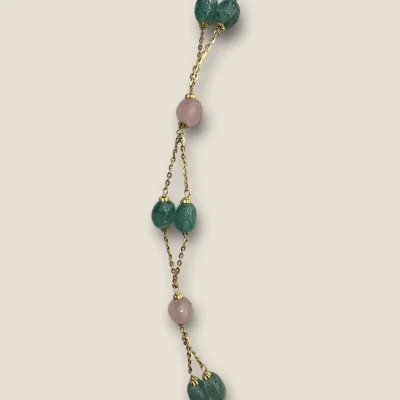 22K Gold Necklace with Green & Pink Stones | Khushi Collection 22K Gold Necklace with Green & Pink Stones | Khushi Collection