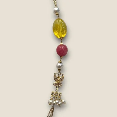 22K Gold Stone Necklace with Butterfly Design | Khushi Collection STJ5