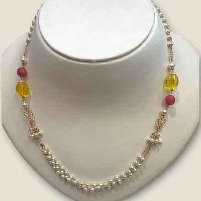 22K Gold Stone Necklace with Butterfly Design | Khushi Collection STJ5